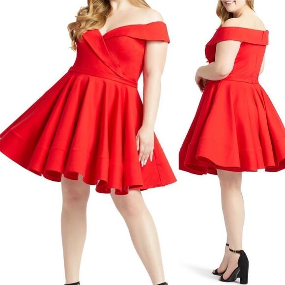 MAC DUGGAL Portrait Collar Skater prom Dress size 16W NWOT - Picture 1 of 10